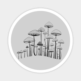 Poisonous wild Mushrooms one line art Magnet